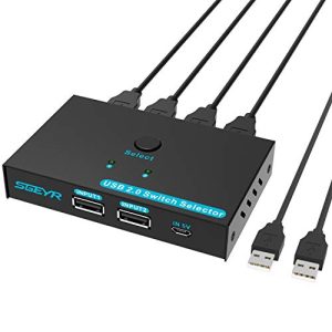 USB-Switch SGEYR 4 Ports USB 2.0 Switch 2 In 4 Out USB