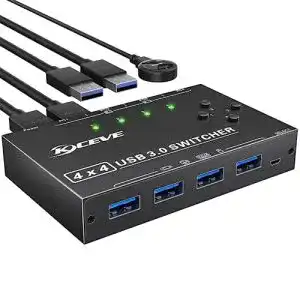 Usb switch youtinghdav usb 3 0 switch 4 pc 4 in 4 out usb