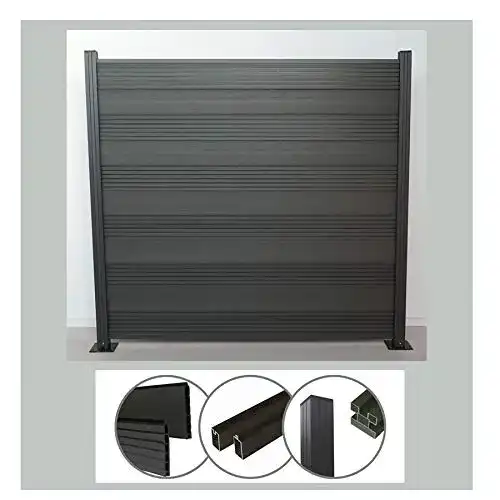 WPC Zaun Komplettset Sichtschutz 185 cm Höhe 180 cm Breite Anthrazit