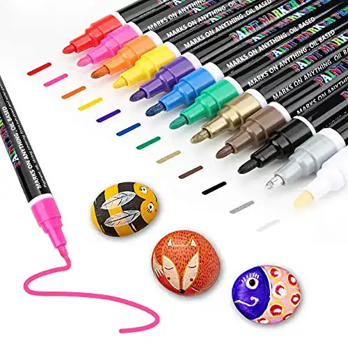 Acrylstifte für das Bemalen von Steinen – Wasserfeste Lackstifte, 2 mm
