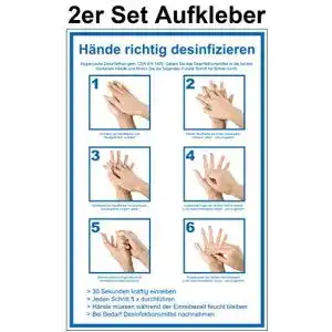 Aufkleber haende desinfizieren geschenke fabrik de 2 stueck 20 x 30