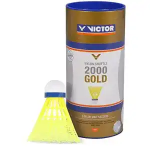 Badminton baelle victor nylon shuttle 2000 gold 3er gelb blau