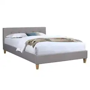 Polsterbett caro moebel adele bett mit stoff in grau 140x200 cm