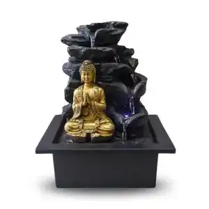 Zimmerbrunnen zen light shira mit pumpe und led beleuchtung