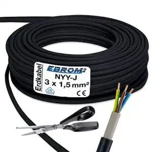Erdkabel ebrom nyy j 3x15 mmc2b2 starkstromkabel pvc erdleitung