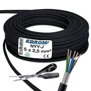 Erdkabel ebrom nyy j 5x25 mmc2b2 starkstromkabel pvc erdleitung