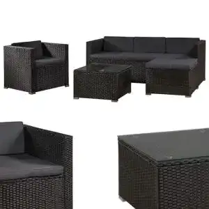 Gartenmoebel set juskys polyrattan lounge punta cana l fuer 4 5