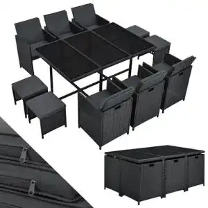 Gartenmoebel set juskys polyrattan sitzgruppe baracoa xl 11 teilig