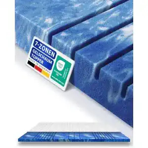 Gel topper 160x200 am qualitaetsmatratzen 8 cm hoch 7 zonen