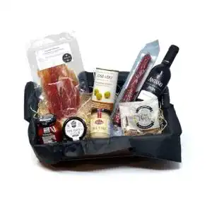 Praesentkorb jamon y vino spanische delikatessen geschenkbox