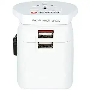 Reiseadapter weltweit skross 1302550 pro light usb world 3 pol