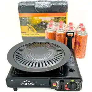 Camping gaskocher tw24 mit grillplatte inkl 4 gaskartuschen
