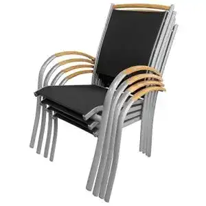 Alu gartenstuehle ib style 4er set diplomat stapelstuhl silbermatt