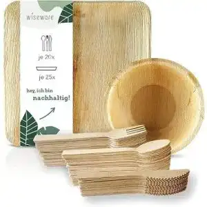 Bio einweggeschirr wiseware palmblatt geschirrset 25 palmblatt