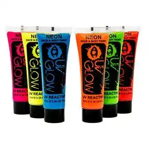 Bodypainting farbe uv glow 6 x 10ml uv bodypaint