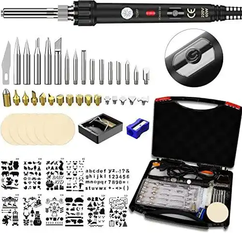 Brandmalerei-Set ockered – Kabelgebundenes Lötkolben Set für Holz und Leder