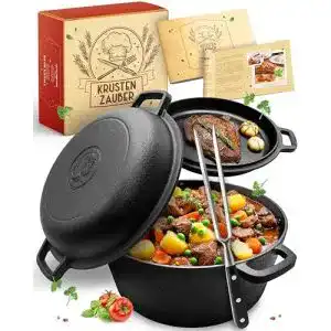 Dutch oven krustenzauber gusseisen topf inkl fleischgabel