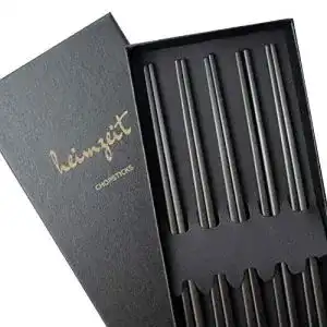 Essstaebchen heimzeit aus hochwertigem edelstahl schwarz 5 paar