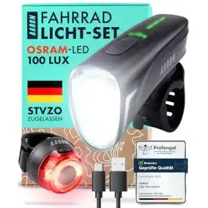 Fahrradbeleuchtung aaron led fahrradlicht set 100 lux