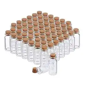 Glasflaeschchen relaxdays transparent mit korken 60 stueck mini