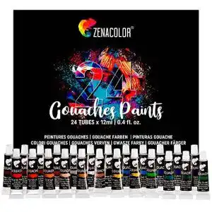 Gouachefarben zenacolor gouache farben set in tuben 24x12ml