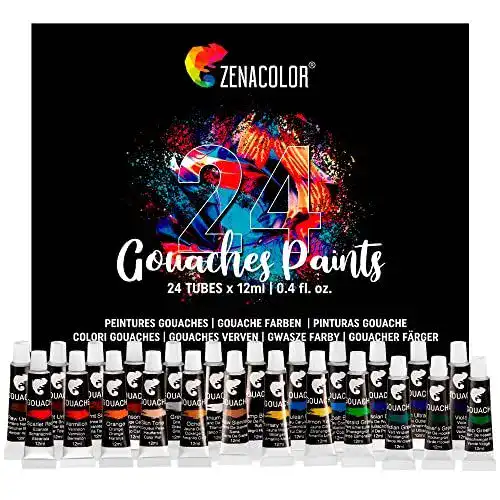 Gouachefarben Set von Zenacolor – 24 Tuben à 12ml