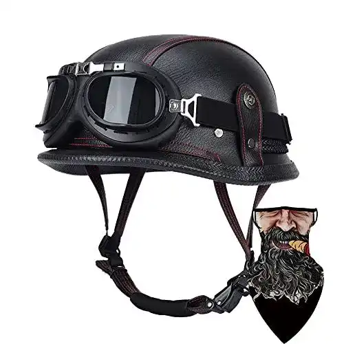 Halbschalenhelm DIRERTYS aus Leder für Motorräder und Cruiser