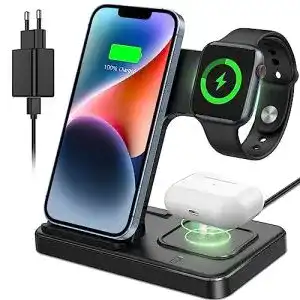 Iphone ladestation cavn 3 in 1 kabelloses ladegeraet wireless