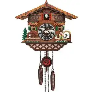 Kuckucksuhr piaopiao schwarzwald geschnitzt holzhausszene
