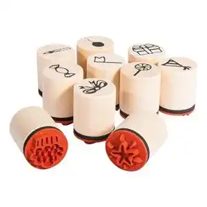 Motivstempel rayher hobby 68098000 set 10 mini holzstempel