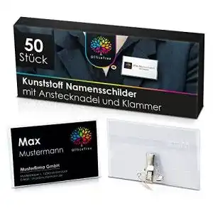 Namensschild officetree 50 x er fuer kleidung clip u anstecknadel