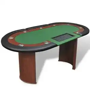 Pokertisch vidaxl fuer 10 spieler mit dealerbereich und chipablage