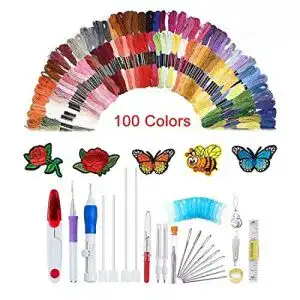 Punch needle sunreek stickset mit 100 farben stickstift nadeln