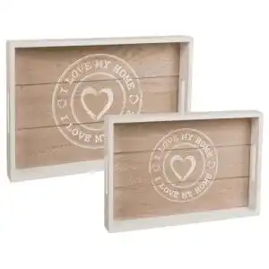 Serviertablett out of the blue 2er set holztabletts grau holz