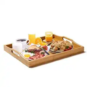 Serviertablett superbe grosse bambus mit griffen holz tablett