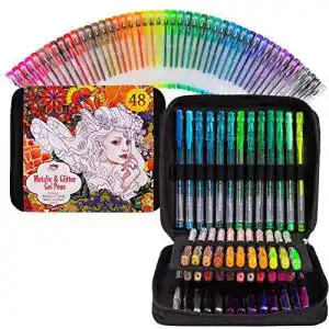 Stift colorya gele set 48 metallic glitzer gele mit tragetasche