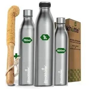 Trinkflasche spuelmaschinenfest blockhuette edelstahl flasche 350ml