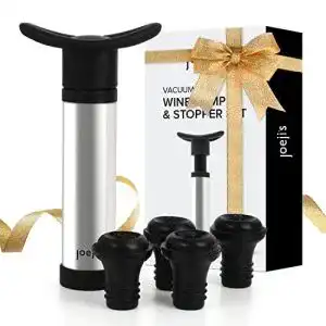 Weinpumpe joejis kitchen edelstahl mit 4 stopfen