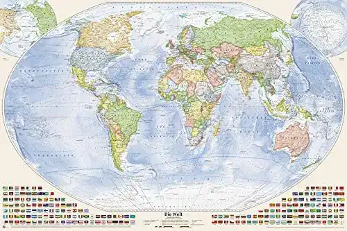 Politische Weltkarte 150 x 100 cm, deutsch, matt beschichtet