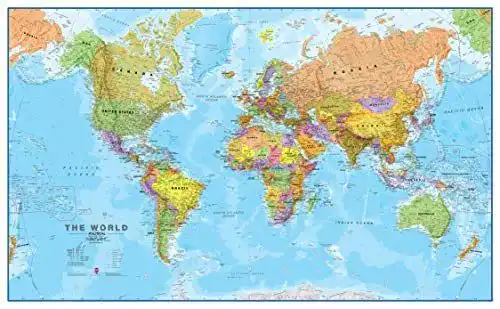 Politische Weltkarte von Maps International im Großformat, laminiert