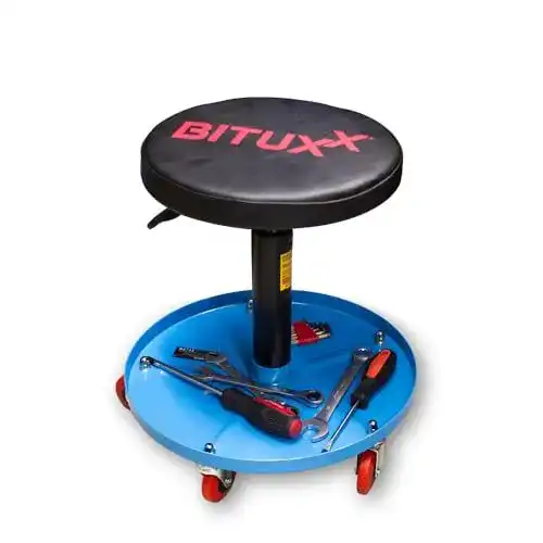 Werkstatthocker BITUXX Drehhocker mit Rollen und höhenverstellbarem Sitz