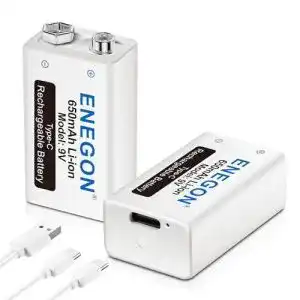 9v lithium batterie enegon 9v block 650mah li ion 6f22