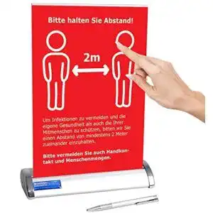 Abstand halten aufsteller displayhersteller roll up mini din a4