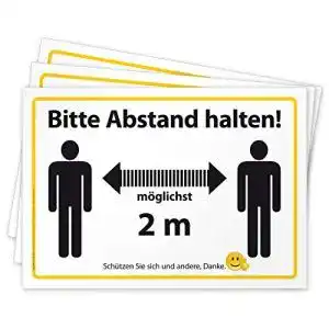 Abstand schild briefbogen de 3 aufkleber bitte abstand halten