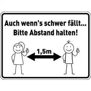 Abstand schild klar kunststoff pvc hinweisschild