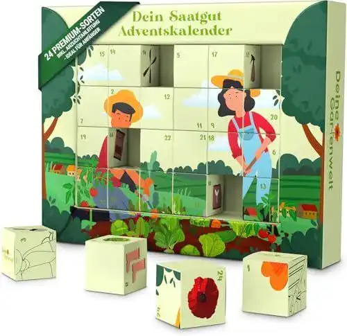 Adventskalender für Männer mit Saatgut für Gartenliebhaber