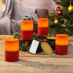 Adventskerzen spetebo led wachskerzen rot mit kerzentellern