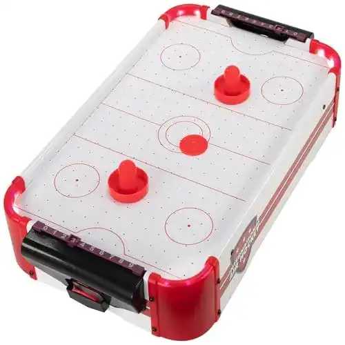Air-Hockey Tisch Nexos Trading Mini Tischspiel mit LED-Beleuchtung