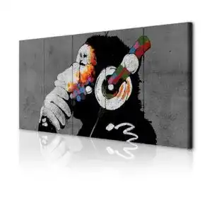 Akustikbild decomonkey bilder banksy 100x40 cm 5 teilig