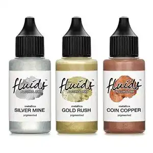 Alcohol ink octopus 3x30 ml fluids set metallics silver mine gold